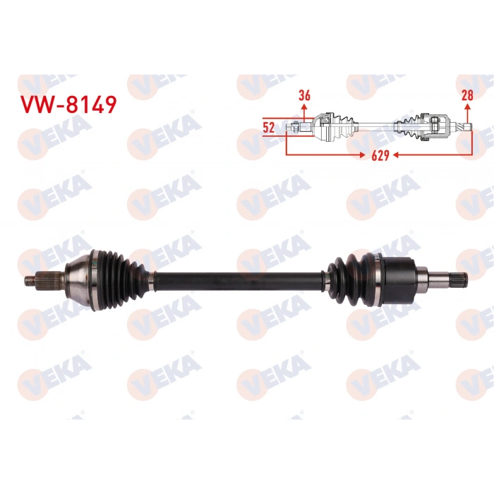 KOMPLE AKS SOL ON UZUNLUK 629mm VOLKSWAGEN POLO 1.4 - 1.6 M-T 2006-2009 / SKODA FABIA 1.6 M-T 2007-2014 / SEAT IBIZA 1.6 M-T 2006-2009
