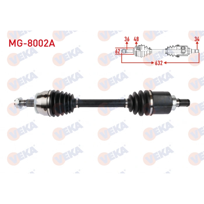 KOMPLE AKS SOL ON UZUNLUK 632mm ABSLI 48 DIS MG HS 2022-