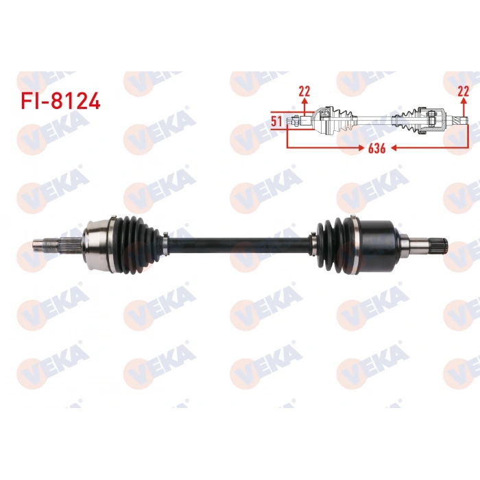 KOMPLE AKS SOL ON UZUNLUK 636mm FIAT IDEA 1.4 16V 2005-