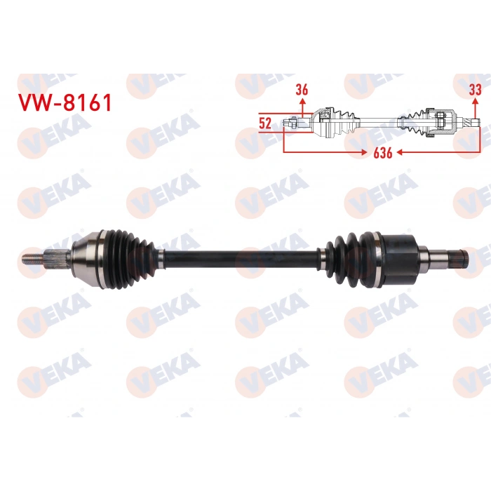 KOMPLE AKS SOL ON UZUNLUK 636mm VOLKSWAGEN POLO VI 1.0 2017- / SEAT IBIZA V 1.0 2017-