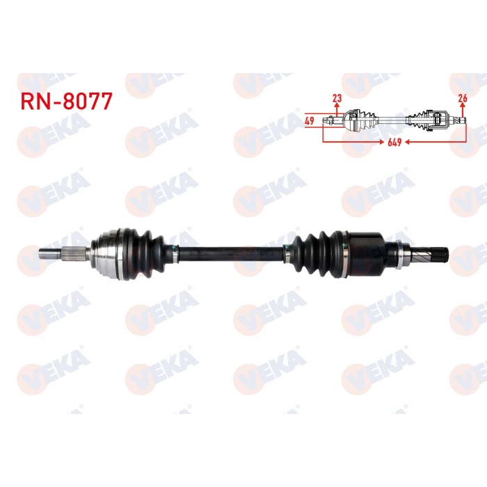 KOMPLE AKS SOL ON UZUNLUK 649mm RENAULT CLIO III 1.2 - 1.4 - 1.5 DCI 2005-2012 / DACIA LOGAN - LOGAN MCV 1.5 DCI - 1.6 2004-2012