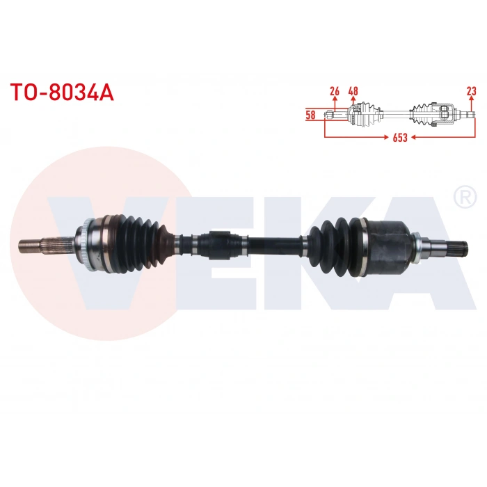 KOMPLE AKS SOL ON UZUNLUK 653mm ABSLI 48 DIS TOYOTA AVENSIS 1.6 VVT-I 2000-2008