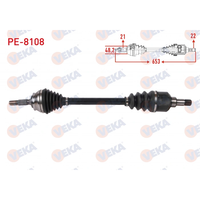 KOMPLE AKS SOL ON UZUNLUK 653mm PEUGEOT 2008 I 1.2 M-T 2005-/ CITROEN C3 III 1.2 M-T 2016-/ C4 CACTUS 1.2 M-T 2014-