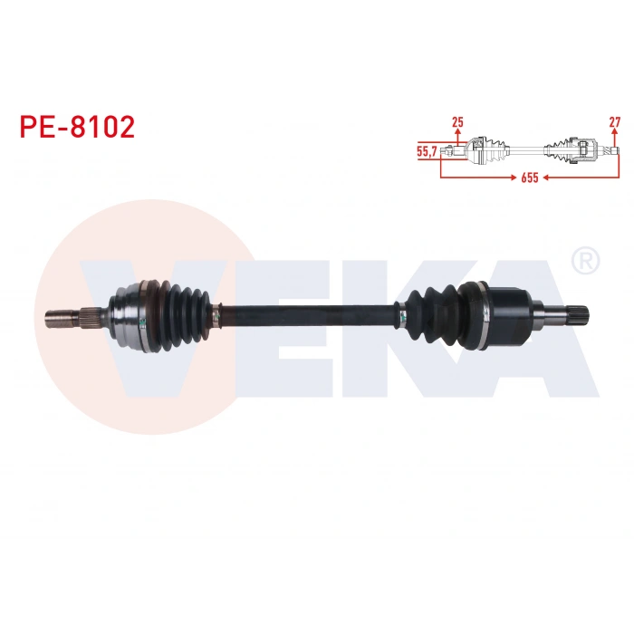 KOMPLE AKS SOL ON UZUNLUK 655mm PEUGEOT 208 II 1.2 M-T 6 VITES 2019-/ OPEL CORSA F 1.2 - 1.5 D M-T 6 VITES 2019-