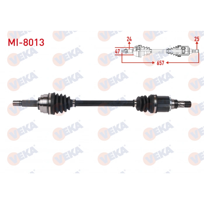KOMPLE AKS SOL ON UZUNLUK 657mm MITSUBISHI ATTRAGE 1.2 2013-/ SPACE STAR 1.2 2012-