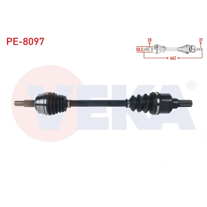 KOMPLE AKS SOL ON UZUNLUK 662mm PEUGEOT 3008 1.5 BlueHDi, 1.6 BlueHDi, 1.6 PureTech A-T 2016-