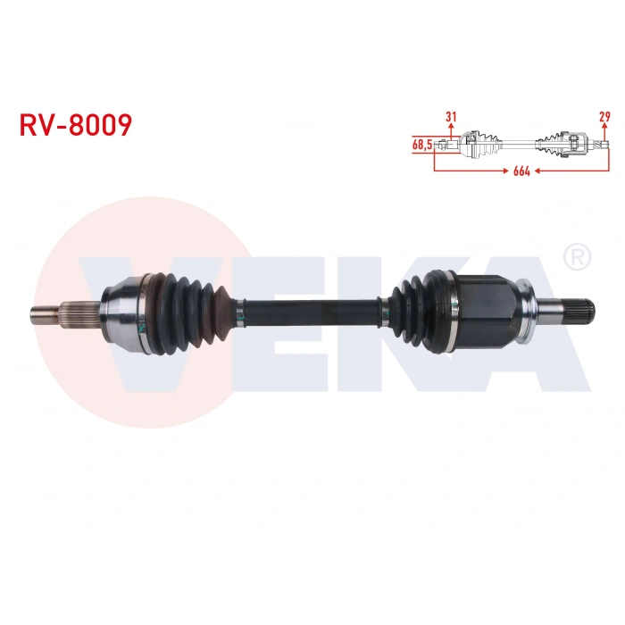 KOMPLE AKS SOL ON UZUNLUK 664mm L.ROVER RANGE ROVER IV (LG) 3.0 - 4.4 - 5.0 2012- / RANGE ROVER SPORT (LW) 2.0 - 3.0 - 5.0 2013-