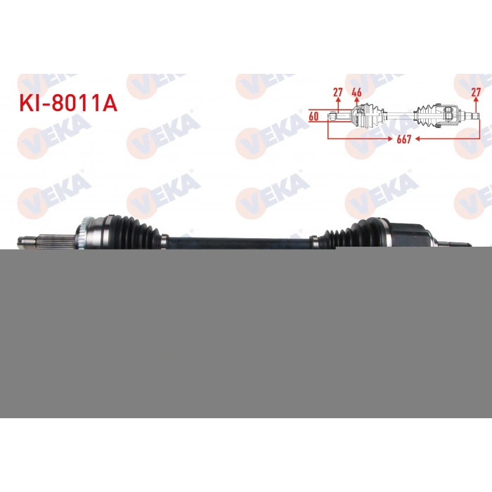 KOMPLE AKS SOL ON UZUNLUK 667mm ABSLI 46 DIS KIA CEED 1.6 CRDI A-T 2006-2012