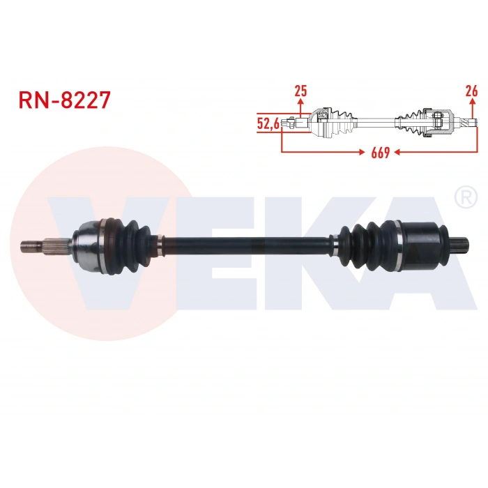 KOMPLE AKS SOL ON UZUNLUK 669mm RENAULT SCENIC II 1.6i 16v A-T 2003-2009 / GRAND SCENIC II 1.6i 16v A-T 2004-2009