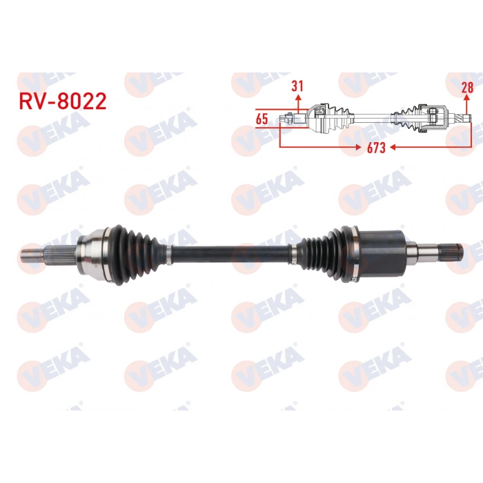 KOMPLE AKS SOL ON UZUNLUK 673mm LAND ROVER RANGE ROVER VELAR 2.0 D 2017- / JAGUAR F-PACE 2.0 D 2015-
