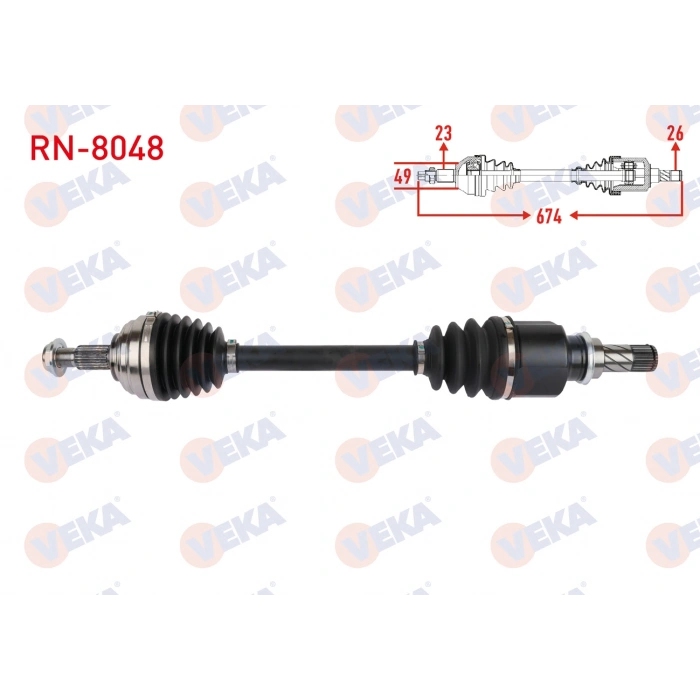 KOMPLE AKS SOL ON UZUNLUK 675mm RENAULT MEGANE II 1.4i 16v - 1.5 DCI - 1.6i 16v 2002-2008