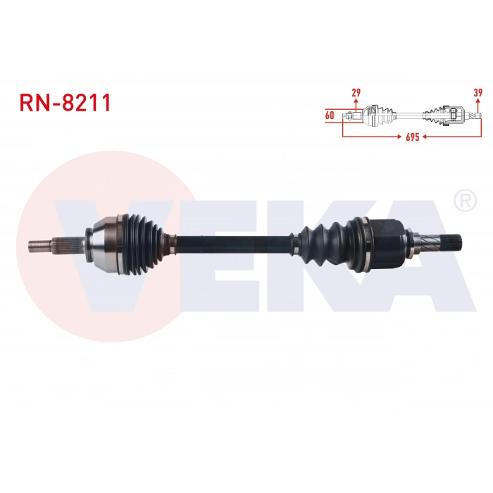 KOMPLE AKS SOL ON UZUNLUK 695 mm RENAULT TRAFIC III 1.6 DCI 2014- / OPEL VIVARO C 1.6 CDTI - 2.0 CDTI 2019-