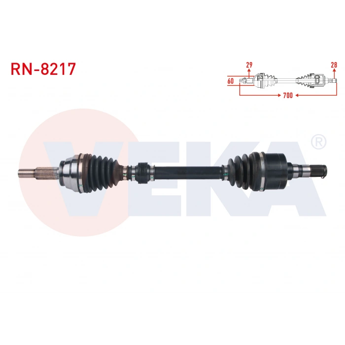 KOMPLE AKS SOL ON UZUNLUK 700mm RENAULT TALISMAN 1.6 DCI A-T 2015- / ESPACE 1.6 dCi R9M A-T 4X2 2015-2023