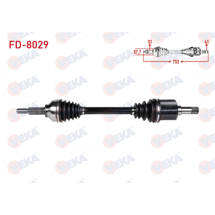 KOMPLE AKS SOL ON UZUNLUK 752mm FORD TOURNEO CUSTOM (V362) KISA SASE 2.2 TDCI 155 HP 2012-