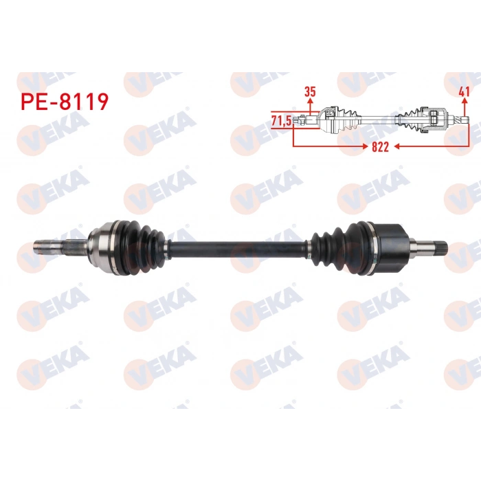 KOMPLE AKS SOL ON UZUNLUK 822mm PEUGEOT BOXER 2.0 - 2.2 HDI 6 M-T 2014-/ CITROEN JUMPER 2.0 - 2.2 HDI EURO 6 6M-T 2014-