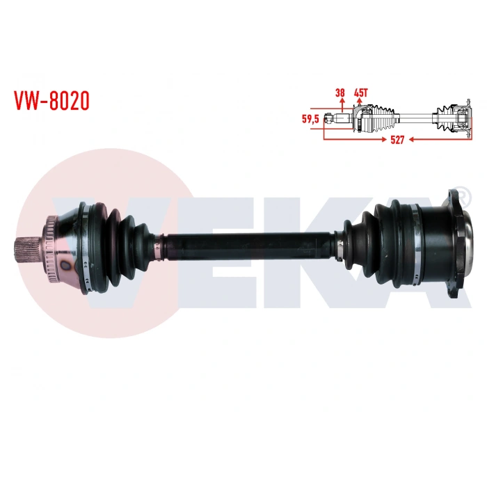 KOMPLE AKS SOL ON VOLKSWAGEN PASSAT (3B2) 1.9 TDI ABSLI 45 DIS UZUNLUK 527mm 1996-2000