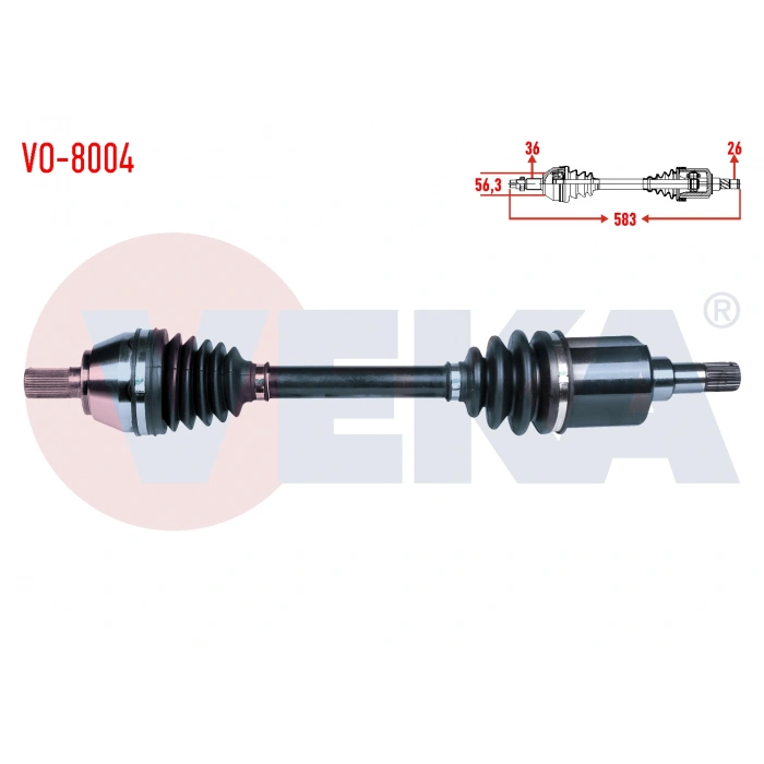 KOMPLE AKS SOL ON VOLVO S40 II (MS) 1.6 D M-T UZUNLUK 583 2004-2012