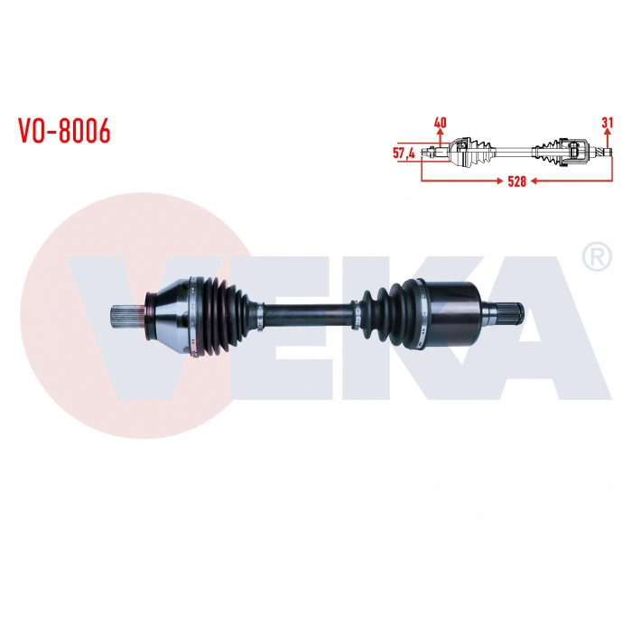 KOMPLE AKS SOL ON VOLVO S60 II 2.0 D3 A-T UZUNLUK 528 2010-