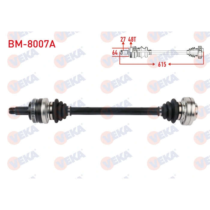 KOMPLE AKS SOL-SAG ARKA BMW 3 SERISI (E36) 3.16 i ABSLI 48 DIS UZUNLUK 615mm 1991-1998