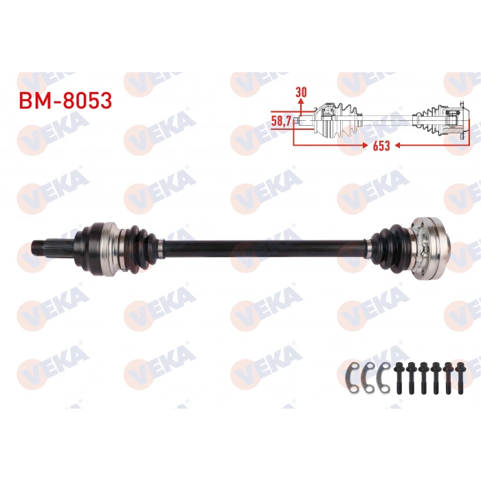 KOMPLE AKS SOL-SAG ARKA UZUNLUK 653mm 5 SERISI (E60) 520d - 525d - 525i A-T/M-T 2005-2009 / 3 SERISI (E90) 335i - 335xi A-T/M-T 2006-2011/ 6 SERISI (E63) 630i 2004-2010
