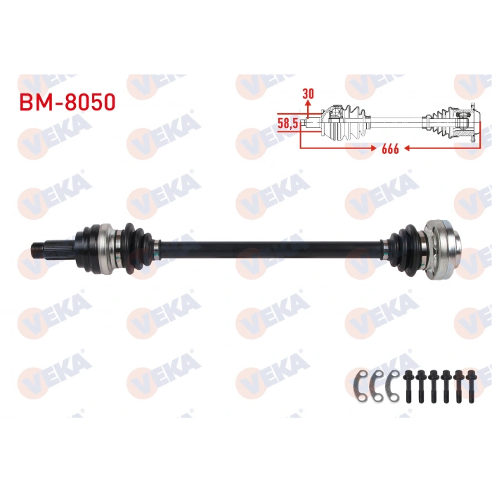 KOMPLE AKS SOL-SAG ARKA UZUNLUK 666mm BMW 5 SERISI (E60) 520i A-T 2003-2010
