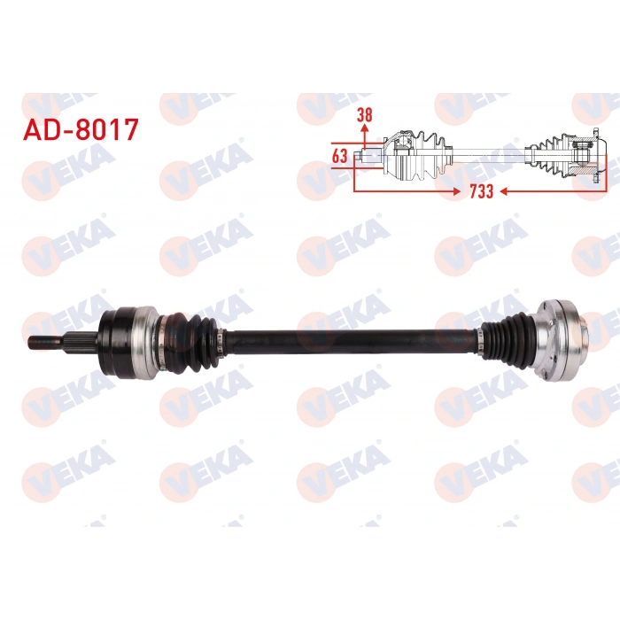 KOMPLE AKS SOL-SAG ARKA UZUNLUK 733mm VOLKSWAGEN TOUAREG 2.5 R5 TDI A-T/M/T 2003-2010