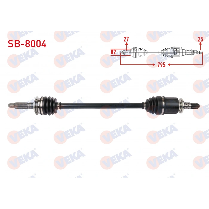KOMPLE AKS SOL-SAG ARKA UZUNLUK 795mm 8 MISKETLI SUBARU IMPREZA 2.0 2012- / LEGACY 2.0 2009-2014 / OUTBACK 2.0 D 2009- / XV 1.6 2012- / FORESTER 2.0 i AWD, 2.0 D AWD 2013-