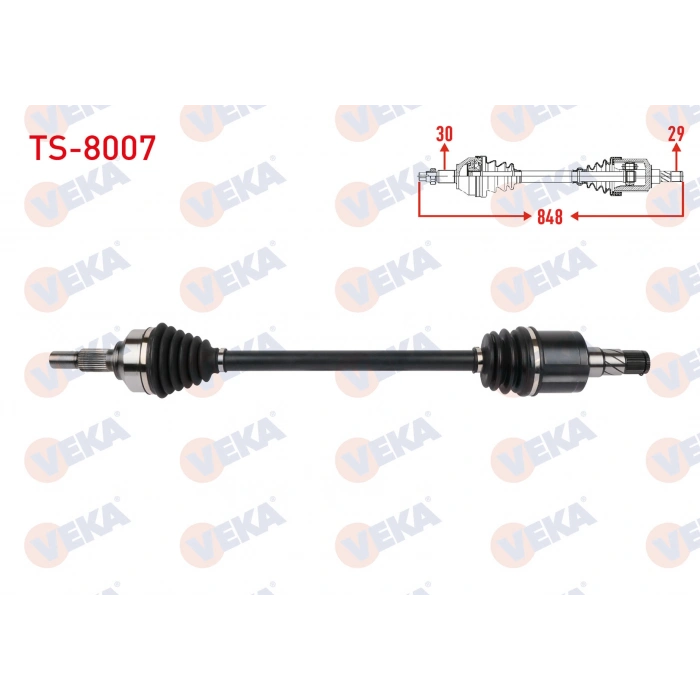 KOMPLE AKS SOL-SAG ARKA UZUNLUK 848mm (AKS CAPI 25mm) TESLA MODEL Y EV 2019-