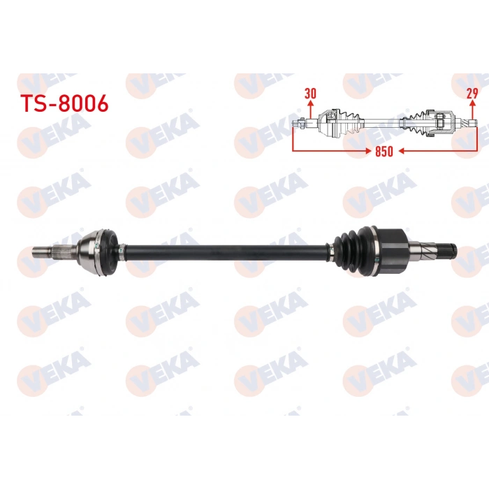 KOMPLE AKS SOL-SAG ARKA UZUNLUK 850mm (AKS CAPI 28mm) TESLA MODEL Y EV 2019-