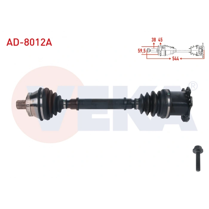 KOMPLE AKS SOL-SAG ON ABSLI 45 DIS UZUNLUK 544mm AUDI A6 (4B2, C5) 1.8 T - 2.4 - 2.8 - 1.9 TDI -2.5 TDI A-T 1997-2004