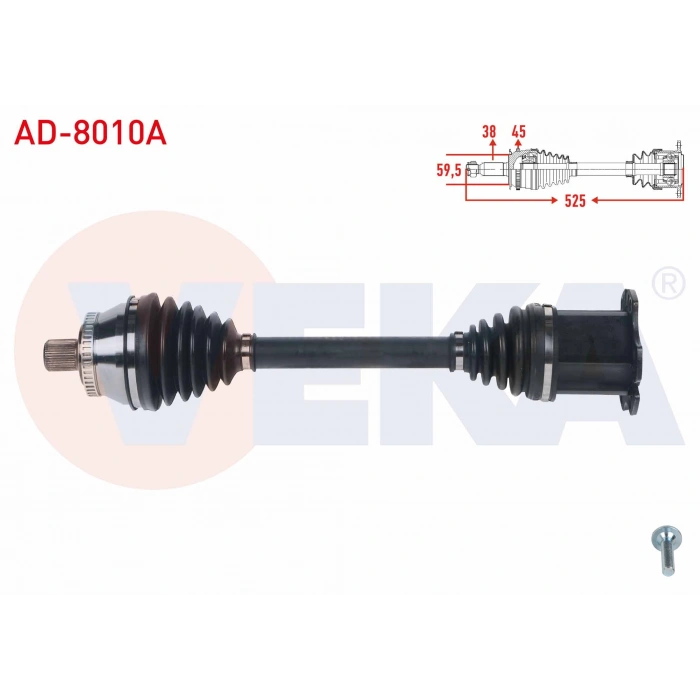 KOMPLE AKS SOL-SAG ON AUDI A4 2.0 TDI A-T ABSLI 45 DIS UZUNLUK 525mm 2004-2008