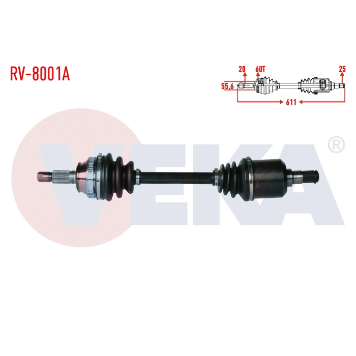 KOMPLE AKS SOL-SAG ON LAND ROVER FREELANDER (LN) 1.8 16v ABSLI 60 DIS UZUNLUK 611mm 1998-2007