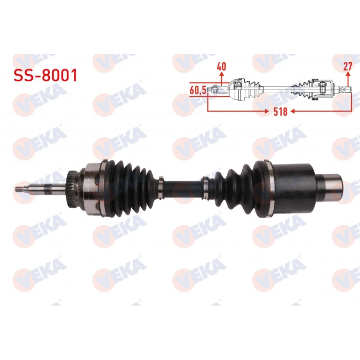KOMPLE AKS SOL-SAG ON UZUNLUK 518mm SSANGYONG SSANGYONG REXTON (GAB) 2.7 XDI 2006- / ACYTON 2.0 XDI 2007-2013 / ACYTON SPORT 2.0 XDI 2011-