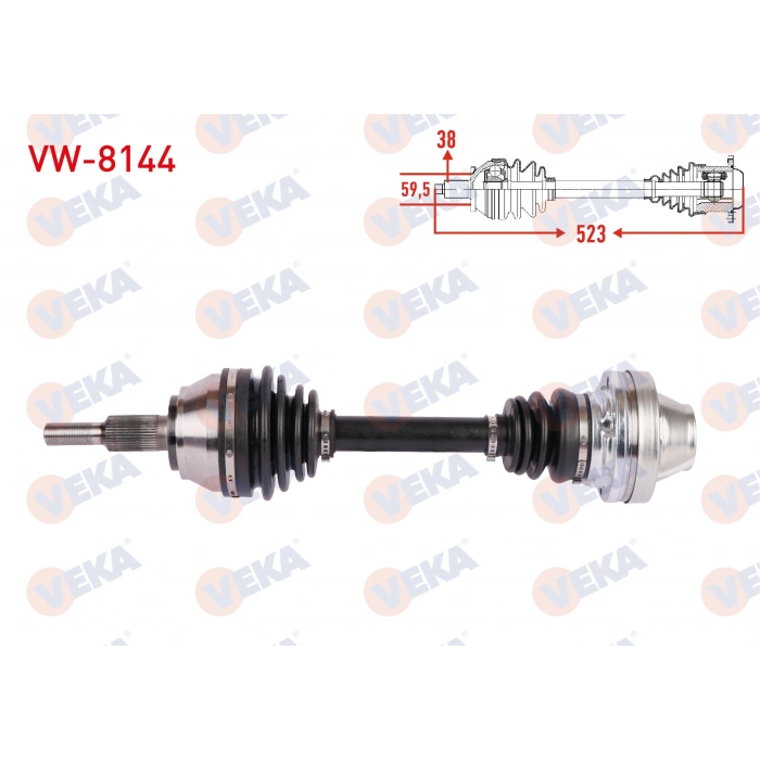 KOMPLE AKS SOL-SAG ON UZUNLUK 523mm VOLKSWAGEN TOUAREG 2.5 R5 TDI A-T/M-T 2003-2010