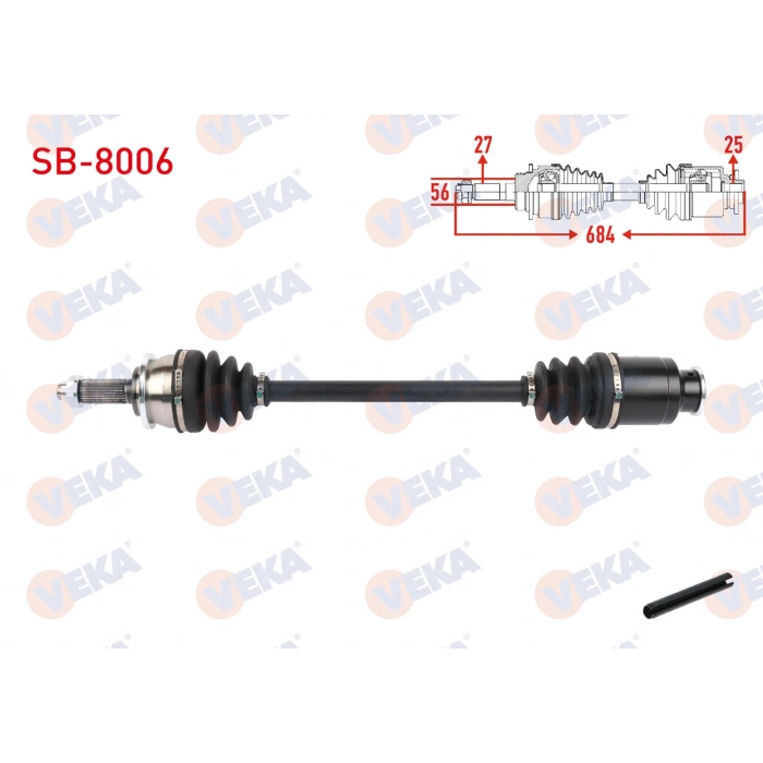 KOMPLE AKS SOL-SAG ON UZUNLUK 684mm SUBARU FORESTER 2.0 1997-2002 / IMPREZA 1.6, 2.0 1996-2000 / LEGACY 1994-1999