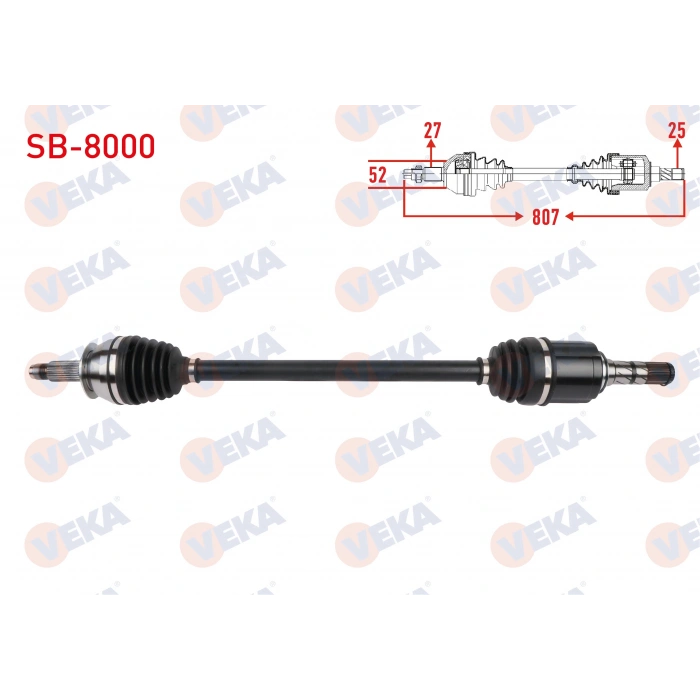 KOMPLE AKS SOL-SAG ON UZUNLUK 807mm SUBARU FORESTER 2.0 i AWD, 2.0 D AWD <2014
