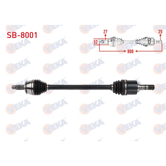 KOMPLE AKS SOL-SAG ON UZUNLUK 808mm SUBARU FORESTER 2.0 i AWD, 2.0 D AWD 2014-