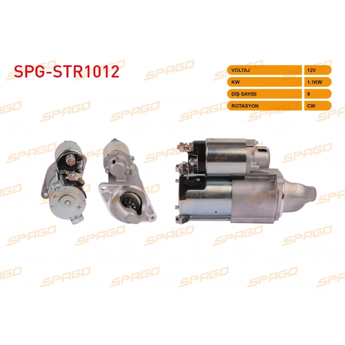 MARS MOTORU 12V 1.1KW 9 DIS CW (STR3063) ASTRA H J - INSIGNIA - ZAFIRA - MERIVA / CRUZE 09-14 (1.6 BENZINLI ARACLAR ICIN)