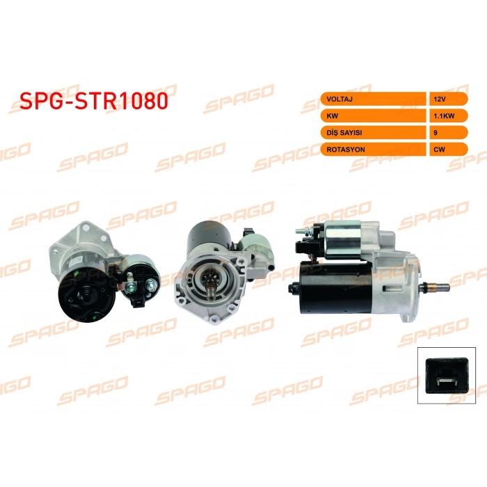 MARS MOTORU 12V 1.1KW 9 DIS CW (STR6550) POLO III - GOLF III / IBIZA 93-02 - CORDOBA 94-02 (BENZINLI ARACLAR ICIN)