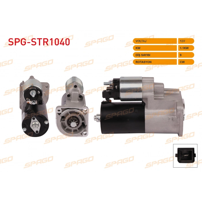 MARS MOTORU 12V 1.1KW 9 DIS CW (STR6554) POLO 94-01 / IBIZA 02-07 / FABIA 99-08 (BENZINLI ARACLAR ICIN)