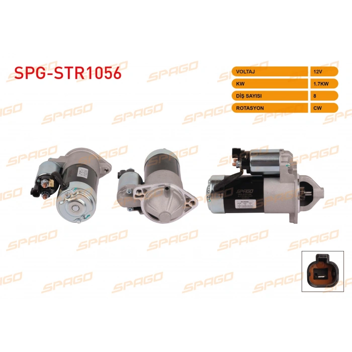 MARS MOTORU 12V 1.7KW 8 DIS CW (STR3415) ACCENT 05-17 - GETZ 05-09 - i20 08-15 / RIO 05-11 - CERATO 05-09 (DIZEL ARACLAR ICIN)