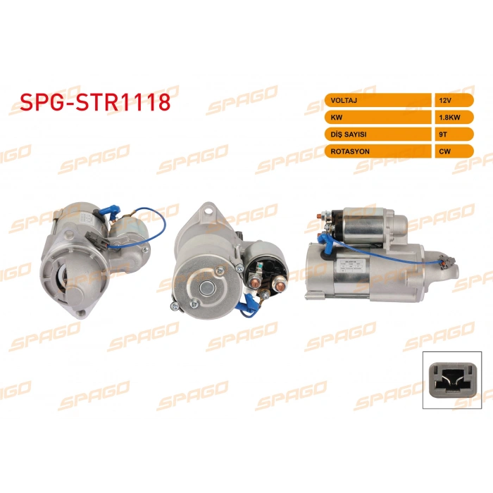 MARS MOTORU 12V 1.8KW 9 DIS CW (STR3066) CAPTIVA 07-13 - CRUZE 09-12 / ANTARA 07-12 (DIZEL ARACLAR ICIN)