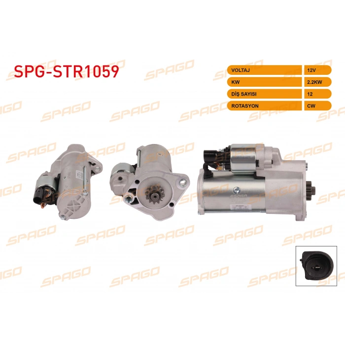 MARS MOTORU 12V 2.2KW 12 DIS CW (STR3392) AMAROK 2.0 TDI 10-16 - CRAFTER 2.0 TDI 11-16 / SPRINTER 06-16