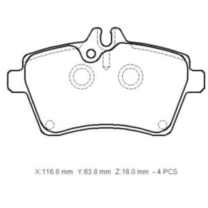 MERCEDES A CLASS- W169- 05/08; ÖN FREN BALATASI (KABLOSUZ)(DİSK)(116.8X63.8X18)(BRAMAX)