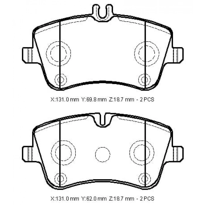 MERCEDES C CLASS- W203- 00/07; ÖN FREN BALATASI (KABLOSUZ)(DİSK)(131X69,8X18,7/131X62X18,7)(FMK)