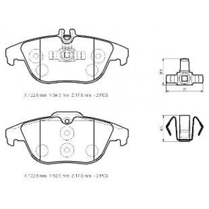 MERCEDES C CLASS- W204- 07/11; ARKA FREN BALATASI(KABLOSUZ)DİSK)122.6X54.5X17/122.6X52.5X17)(BRA