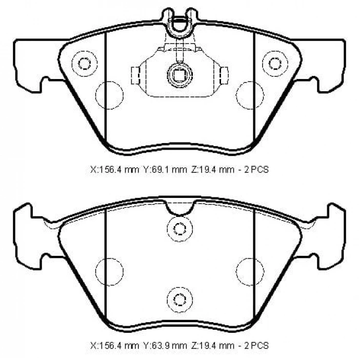 MERCEDES E CLASS- W210- 96/99; ÖN FREN BALATASI KABLOSUZ)DİSK(156,4X69,1X19,4/156,4X63,9X19,4)BRAMAX
