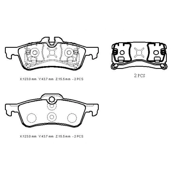 MINI COOPER- 05/07; ARKA FREN BALATASI (KABLOSUZ)(DİSK)(123X43,8X15,5/123X44,3X15,5) (BRAMAX)