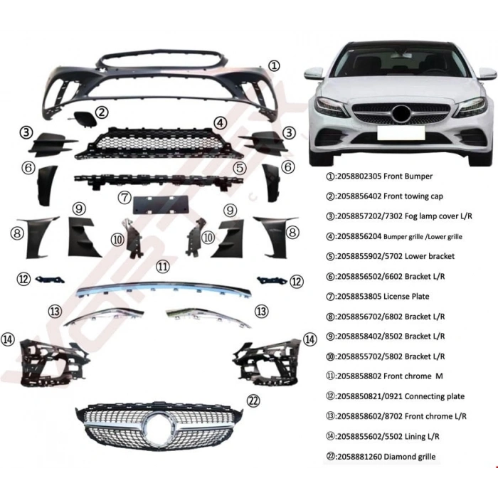 ÖN TAMPON AMG SET (DIAMOND PANJURLU) W205 2019-