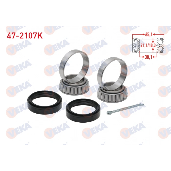 ON TEKERLEK RULMAN KITI SOL-SAG 38,1X65,1X21,1/18,3 HYUNDAI ACCENT I 1.3i - 1.5i 1994-2000/ MITSUBISHI COLT III 1.3 GL - 1.5 1986-1992/ LANCER III 1.5 GLX 1983-1990/ LANCER IV 1.8 GTI 1988-1994